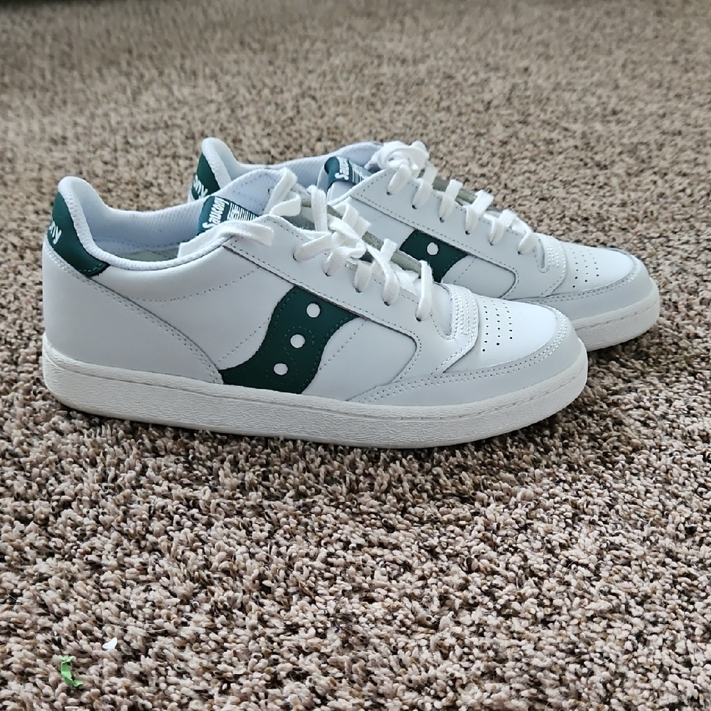 Saucony Jazz Court White and Green Athletic Shoes
